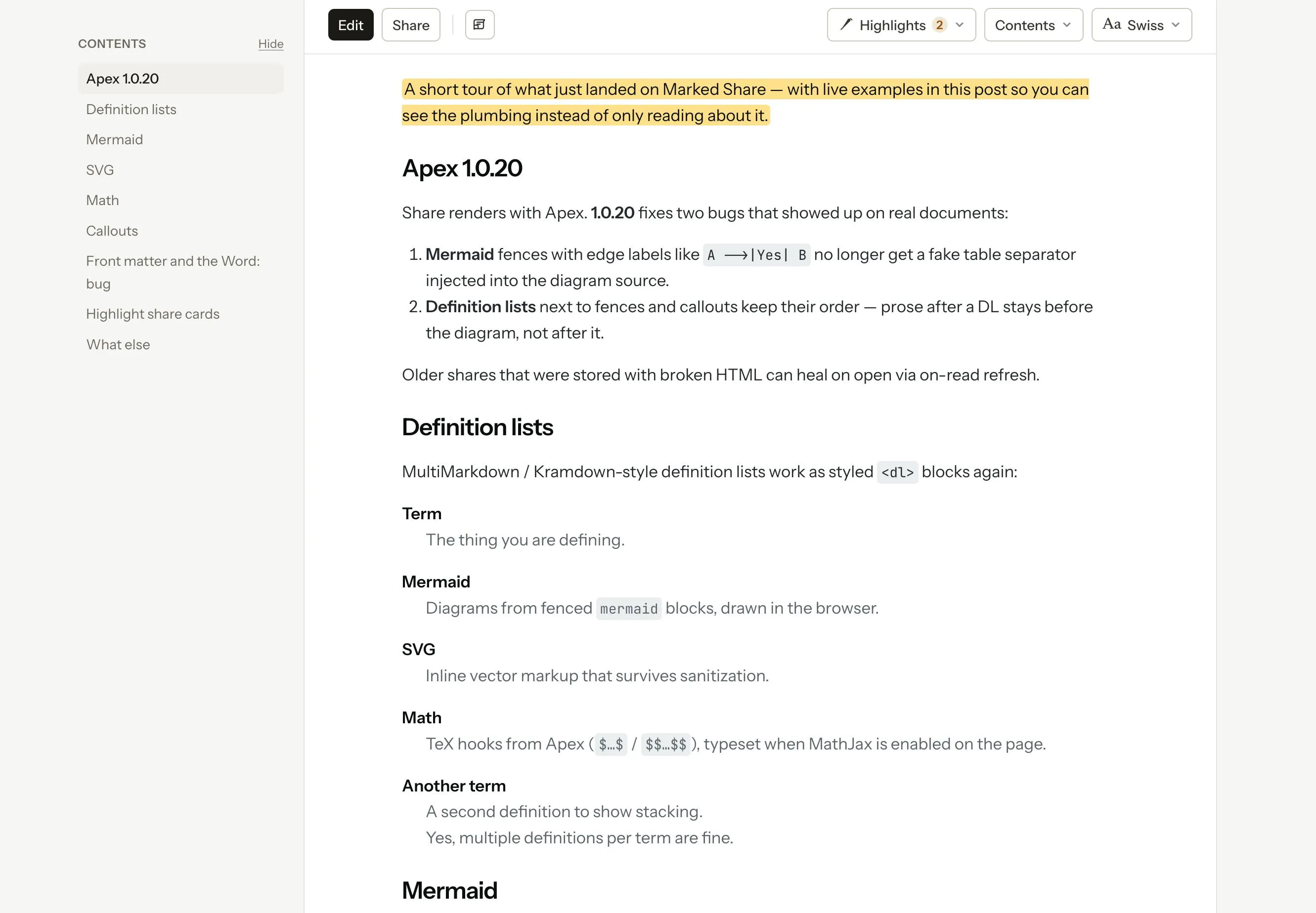 Marked Share Product Page