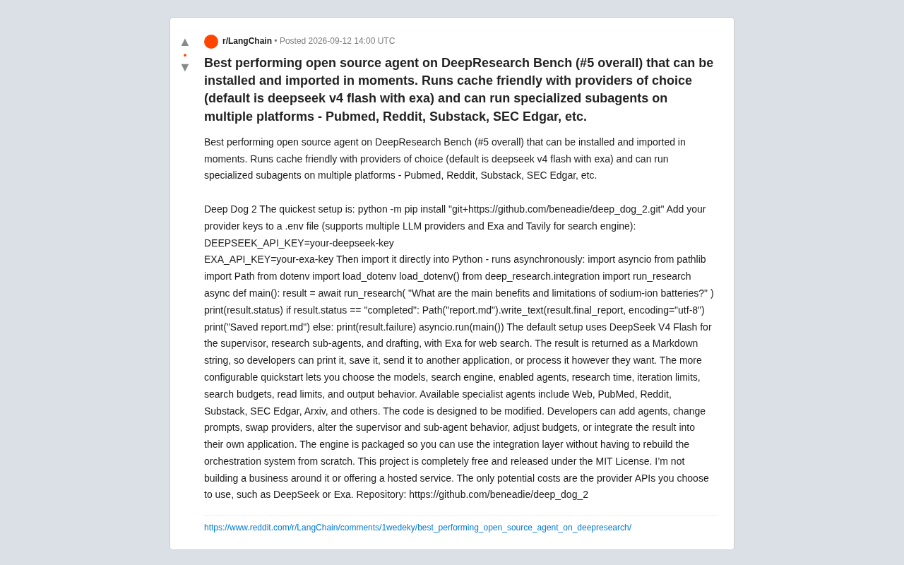 reddit source: Deep Dog 2 开源研究智能体