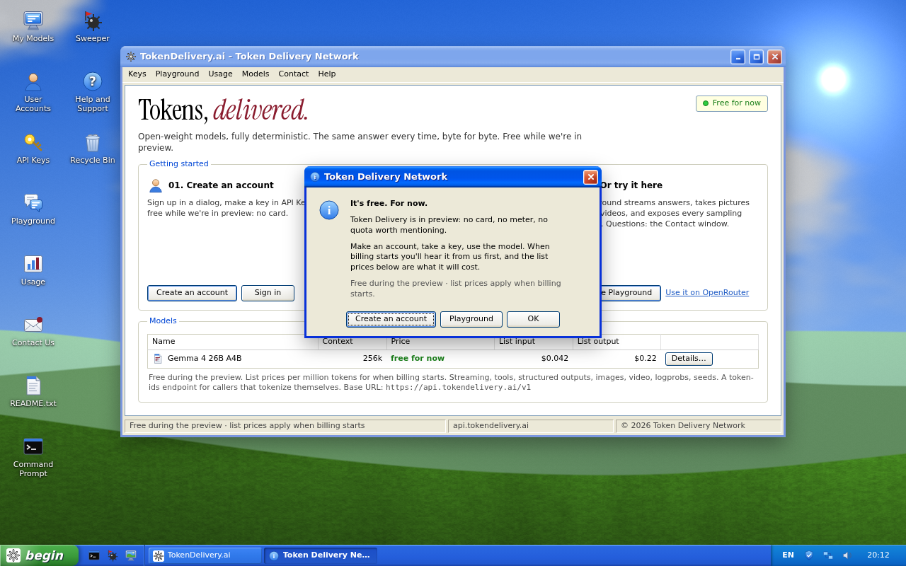 hackernews source: Show HN: Determinstic LLM inference for lowest price Gemma 4, with Windows XP