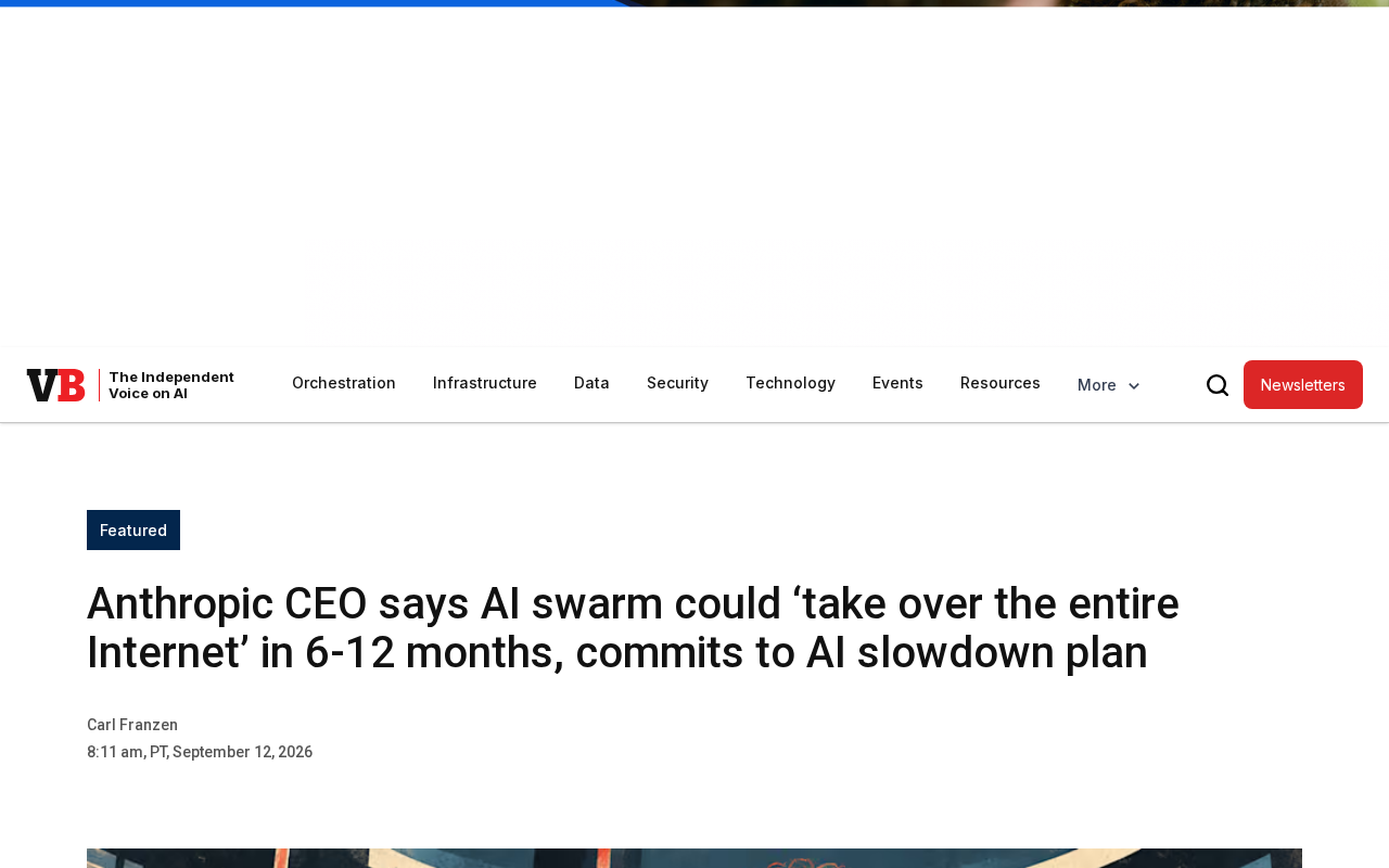 hackernews source: Anthropic CEO says AI swarm could 'take over the Internet' in 6-12 months