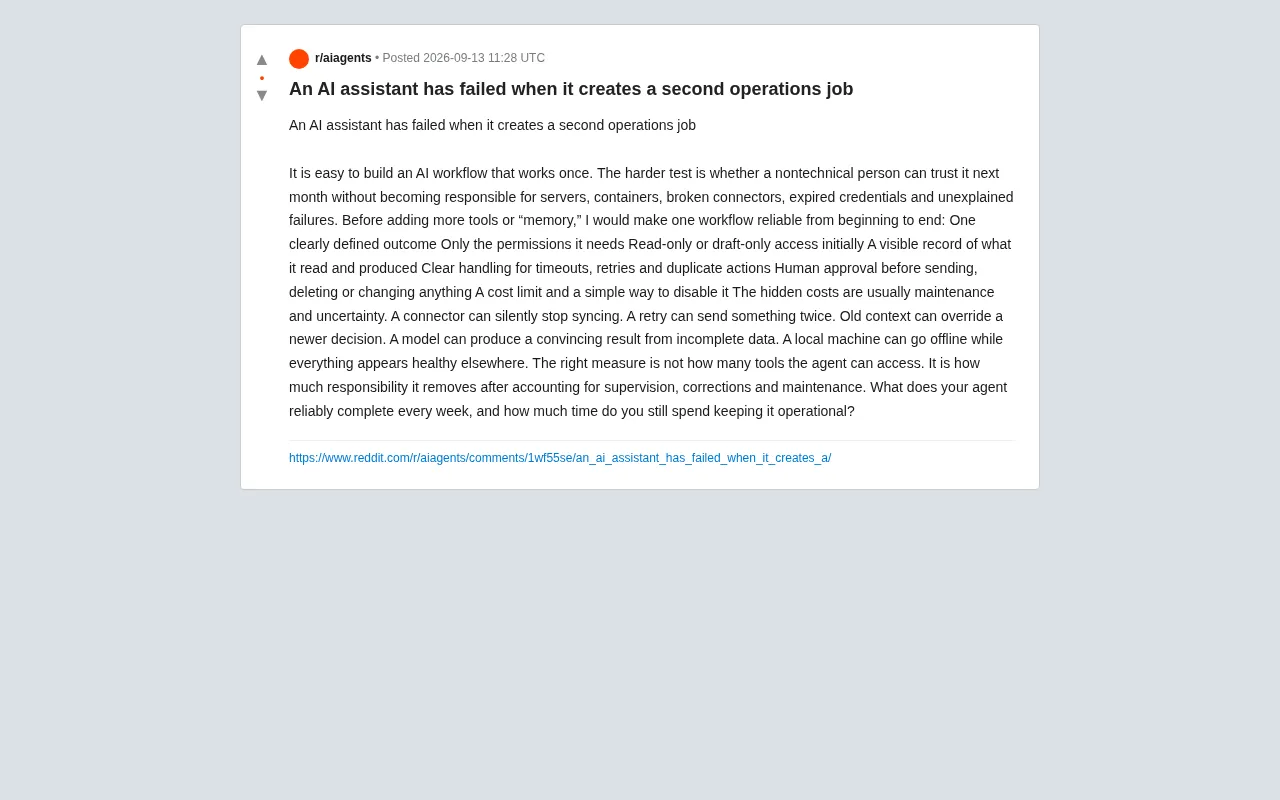 The True Failure of an AI Assistant: When It Creates a Second Operations Job