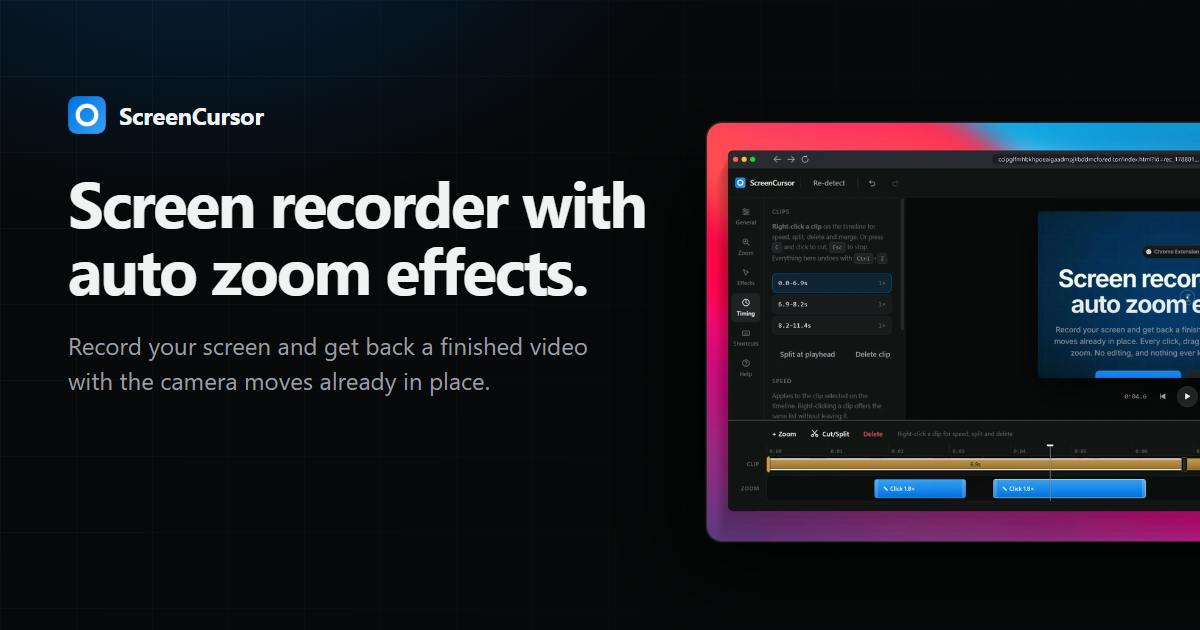 ScreenCursor: A Screen Recorder That Automatically Generates Zoom Effects