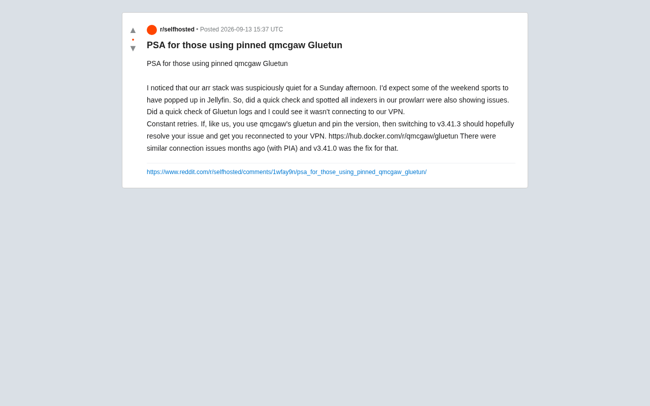 reddit source: PSA for those using pinned qmcgaw Gluetun