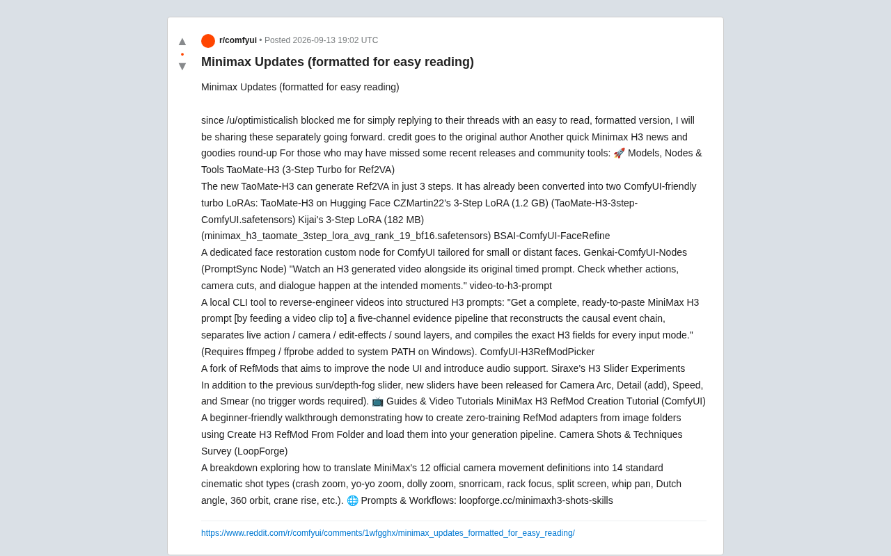 reddit source: Minimax Updates