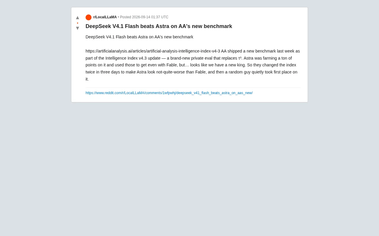 DeepSeek V4.1 Flash Tops AA's New Benchmark, Surpassing Astra and Sparking Controversy