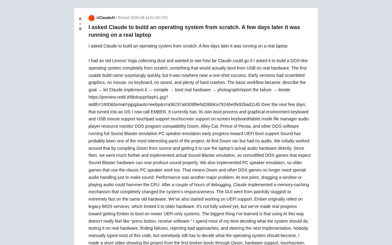 Building an Operating System from Scratch with Claude: How EMBER Ran on a Real Laptop
