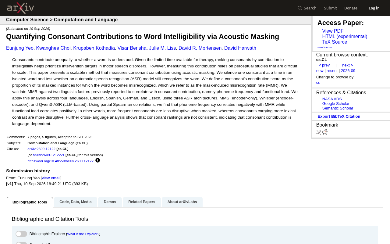 rss source: Quantifying Consonant Contributions to Word Intelligibility via Acoustic Masking