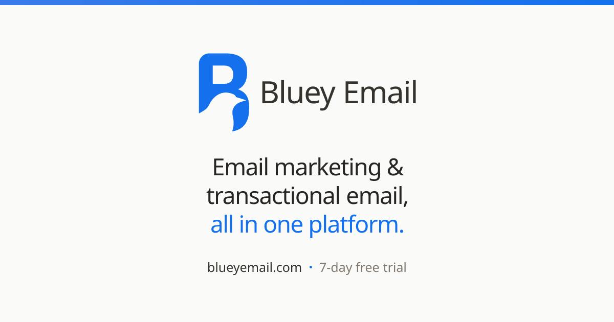 Bluey Email 产品页面