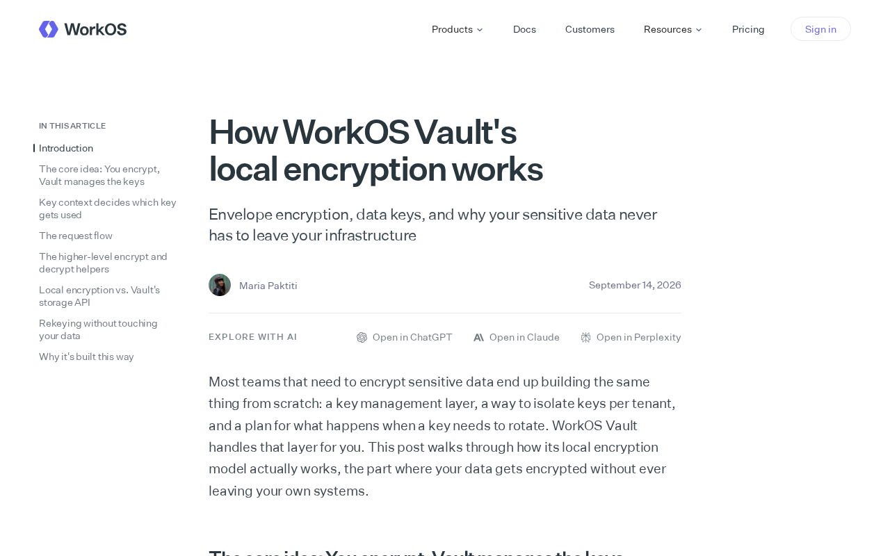 WorkOS Vault Local Encryption Explained: How Envelope Encryption Protects Sensitive Data