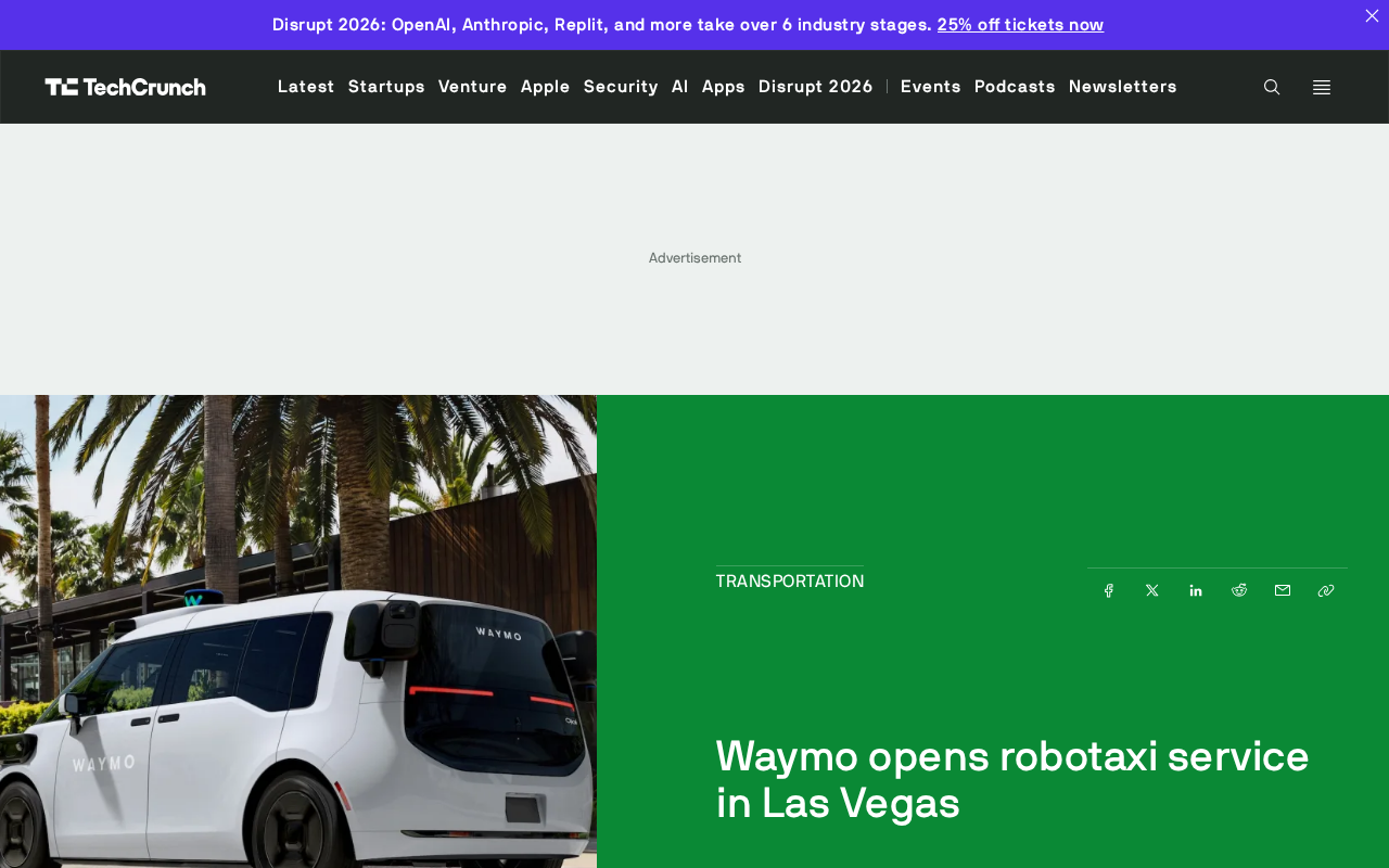 Waymo Launches Robotaxi Service in Las Vegas, Expanding to 15 Commercial Markets