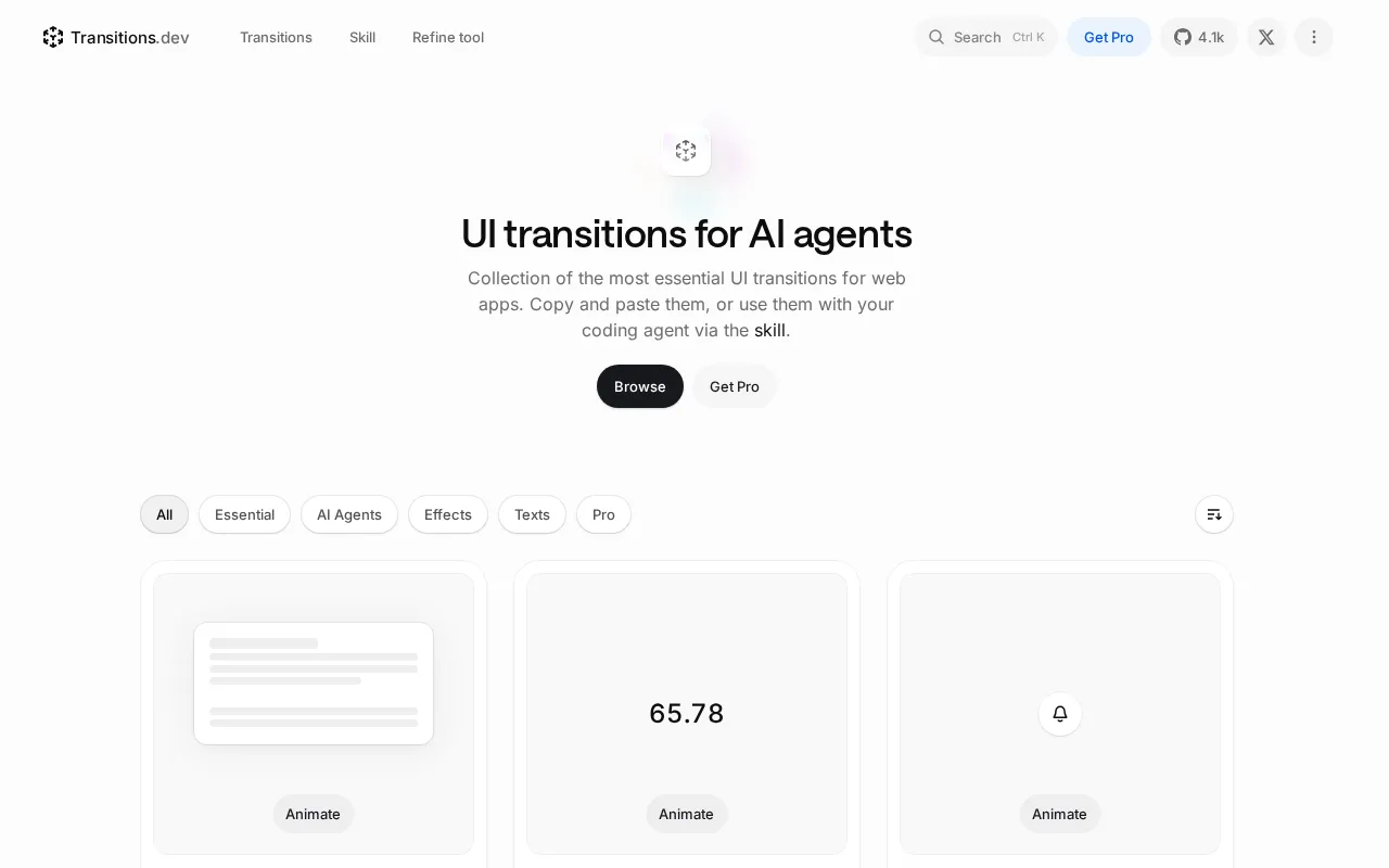 Transitions.dev: A New Tool for Building UI Transition Animations for AI Agents