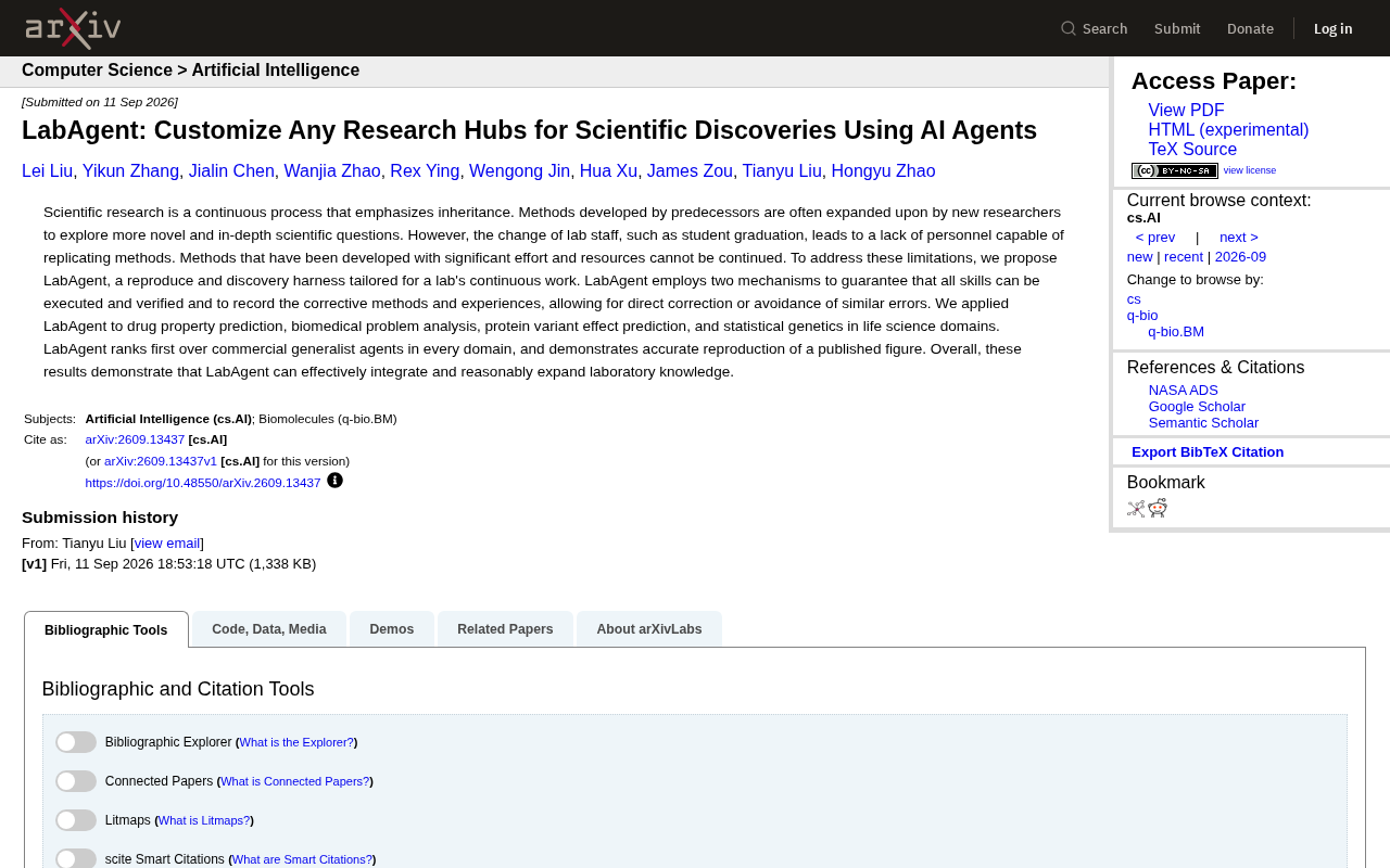 LabAgent: Customize Any Research Hubs for Scientific Discoveries Using AI Agents