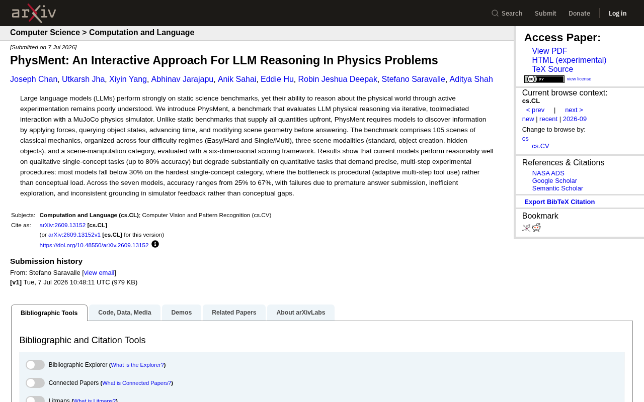 PhysMent: Evaluating LLM Physical Reasoning with Interactive Physics Simulation