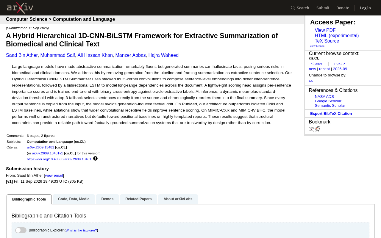 A New Framework for Extractive Summarization: How CNN-BiLSTM Tackles Hallucination in Medical Text