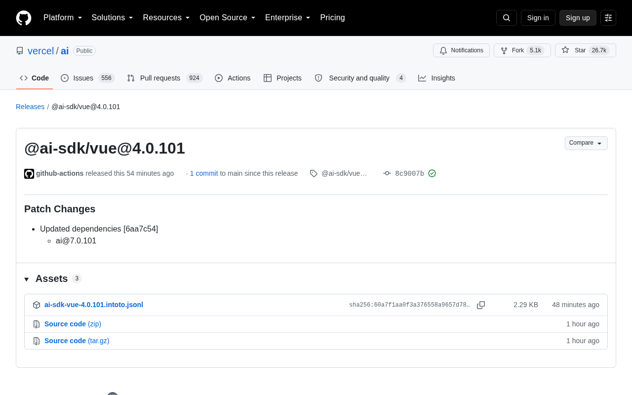 @ai-sdk/vue 4.0.101 版本发布页面