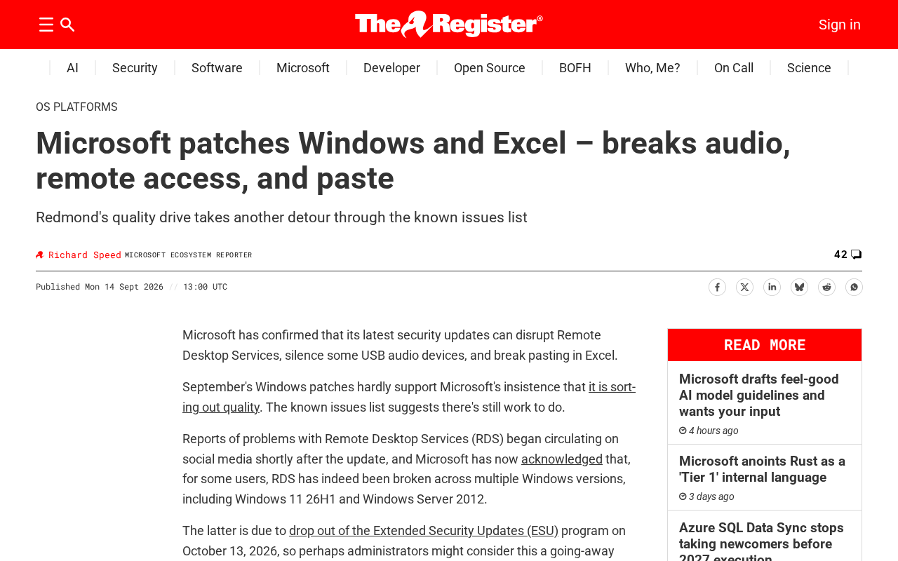 Microsoft Patches Fix Windows and Excel Vulnerabilities — But Break Audio, Remote Access, and Clipboard