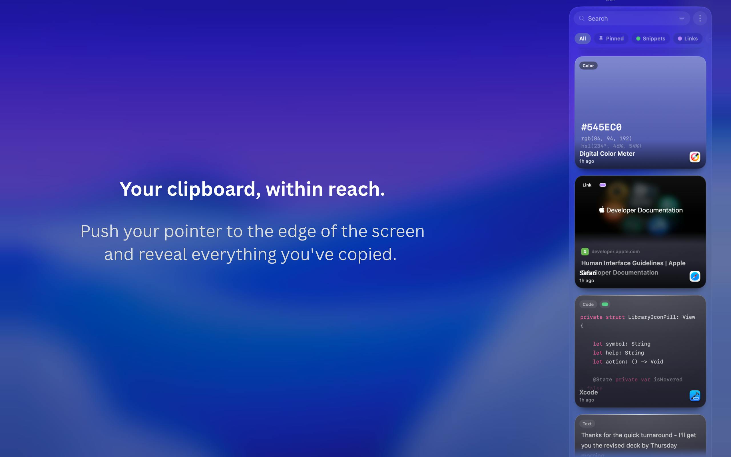 PeekPaste:贴边即用的Mac原生剪贴板管理器