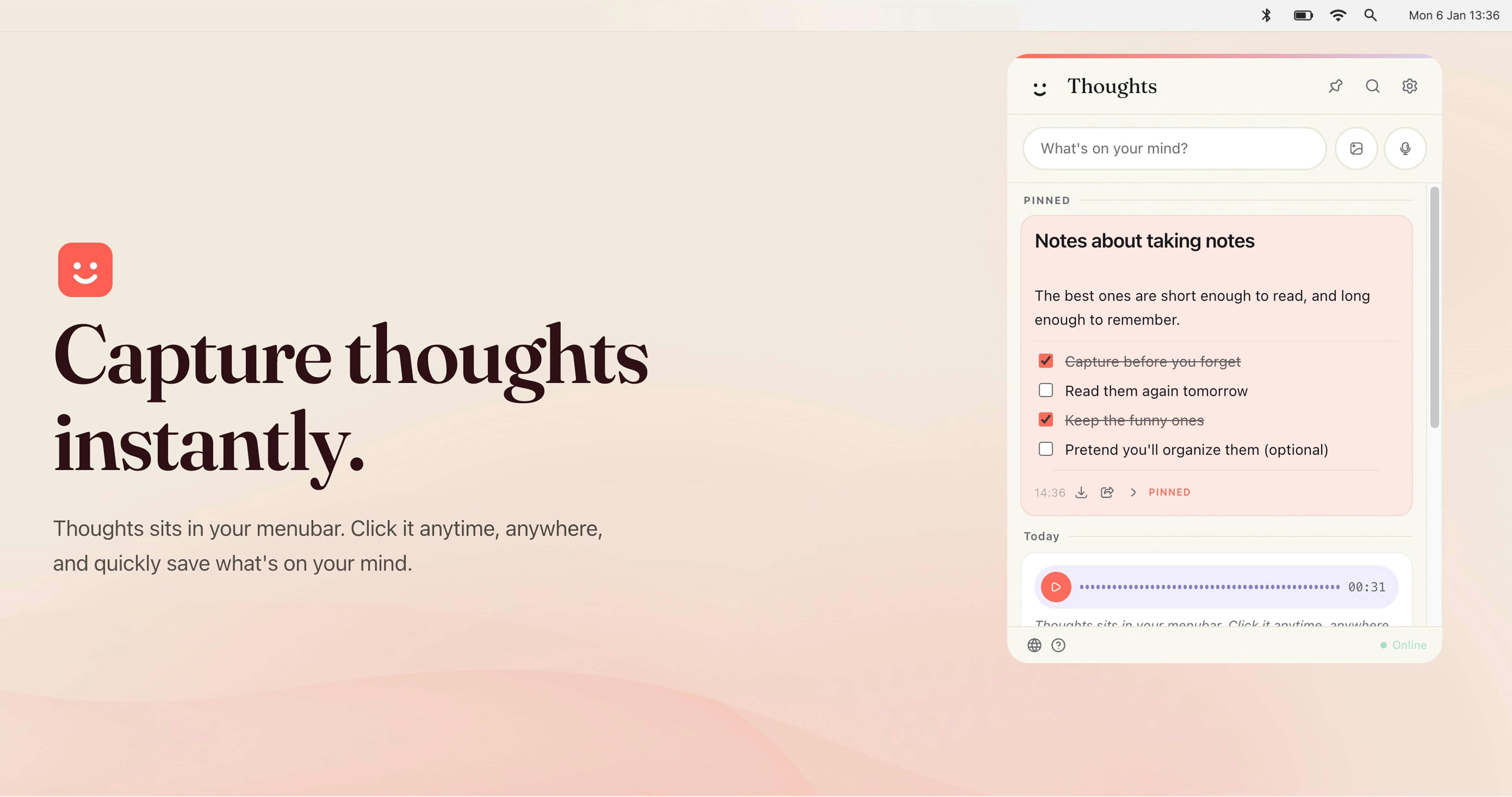 Thoughts for Mac: A Multifunctional AI Note Tool Living in Your Menu Bar