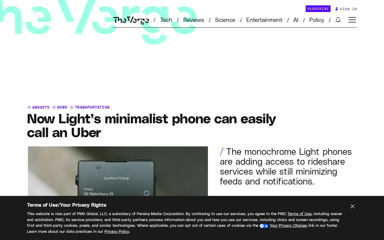 Minimalist Phone Light Adds Ridesharing, Connecting Directly to Uber and Lyft