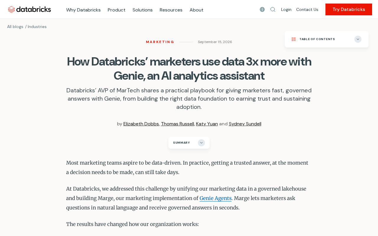 Databricks Genie:让营销团队数据使用量翻三倍的AI分析助手