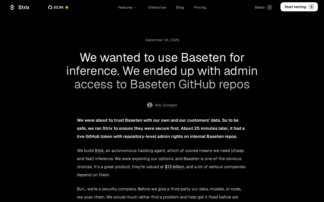 25分钟拿下Baseten生产环境GitHub管理员权限:一次供应链安全警示