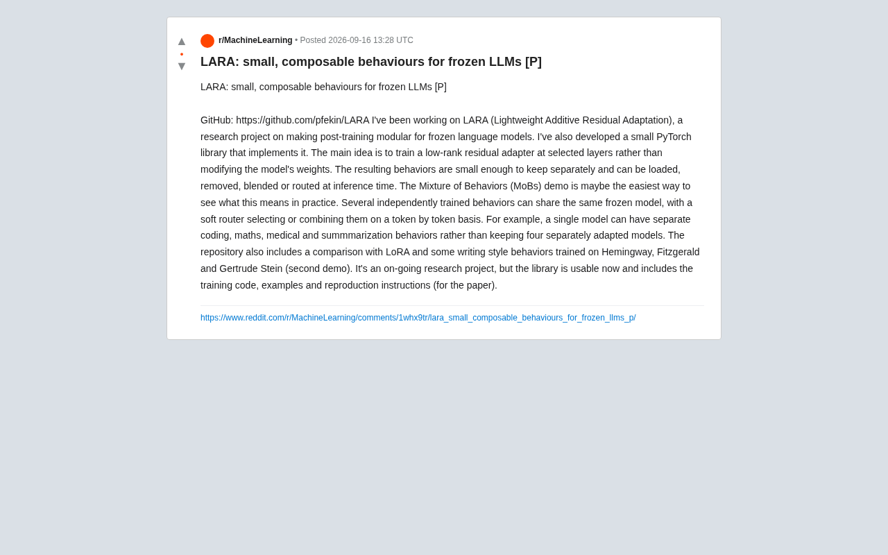 LARA 项目在 Reddit 上的发布信息