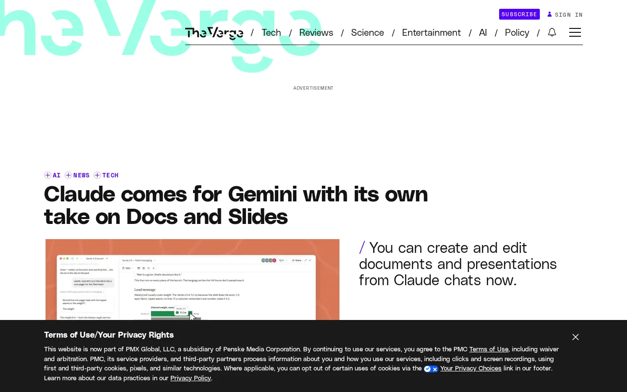 Claude Takes on Google Gemini with Its Own Docs and Slides