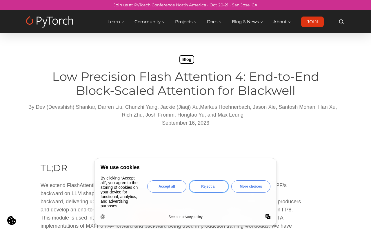Low Precision Flash Attention 4
