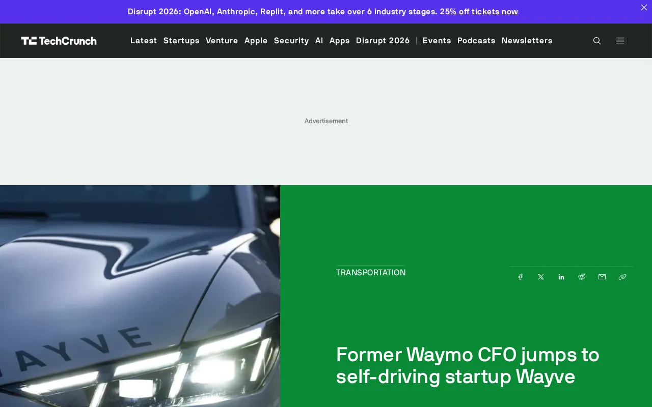 Former Waymo CFO Joins Self-Driving Startup Wayve