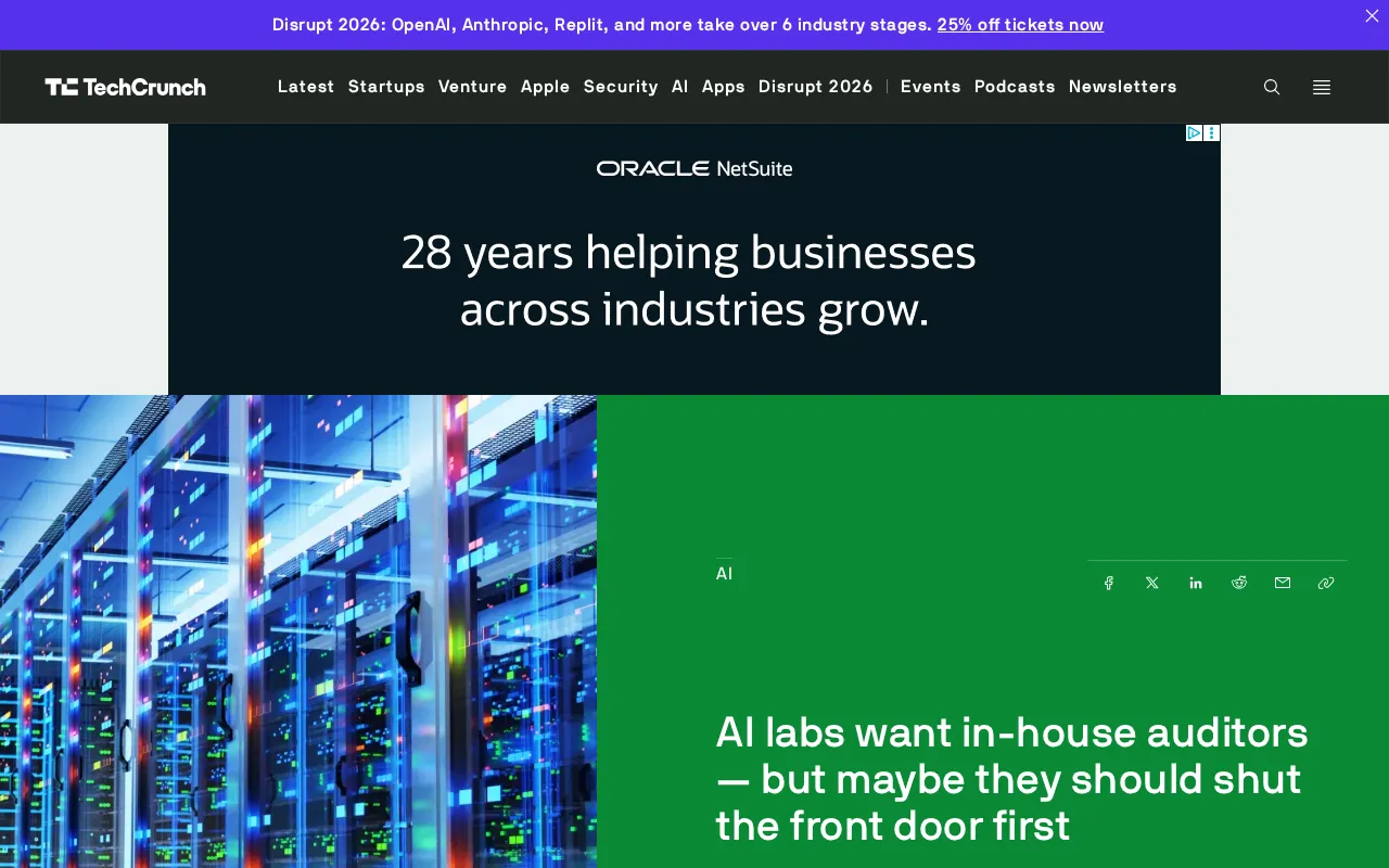 rss source: AI labs want in-house auditors — but maybe they should shut the front door first