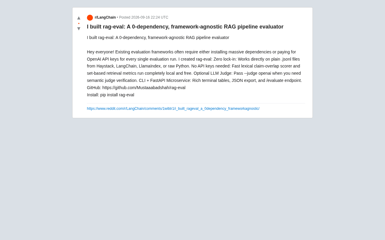 rag-eval: A Zero-Dependency, No-API-Key RAG Evaluation Tool