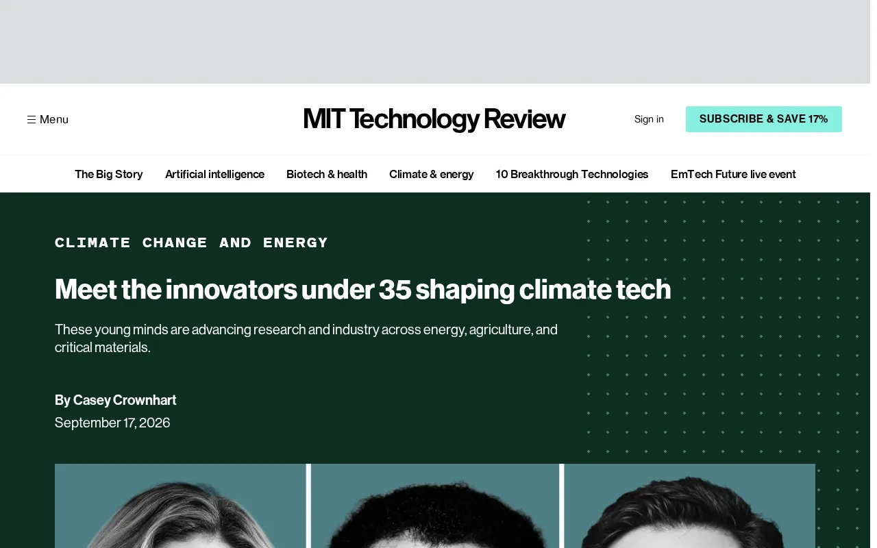 MIT Technology Review's 35 Innovators Under 35: A Climate Tech Edition Explained