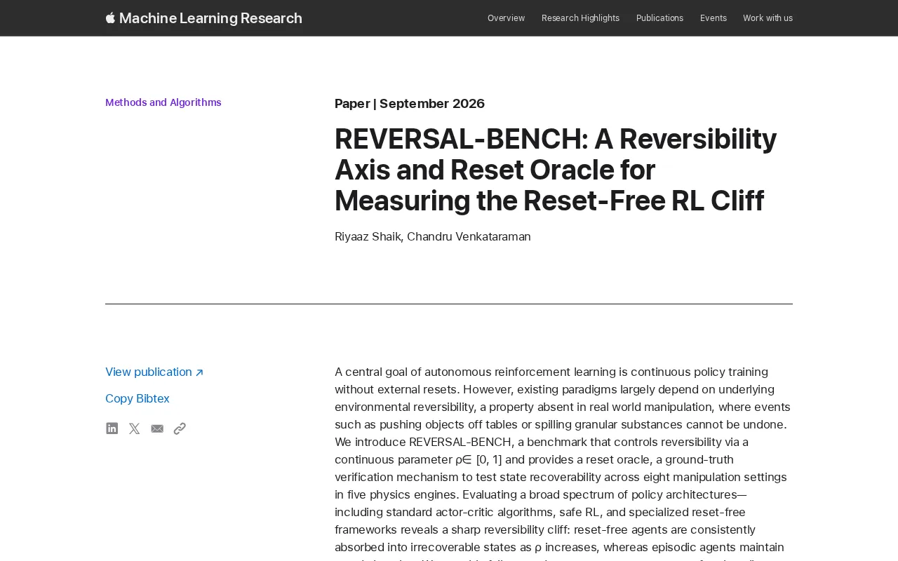 REVERSAL-BENCH:为无重置强化学习设立可逆性标尺