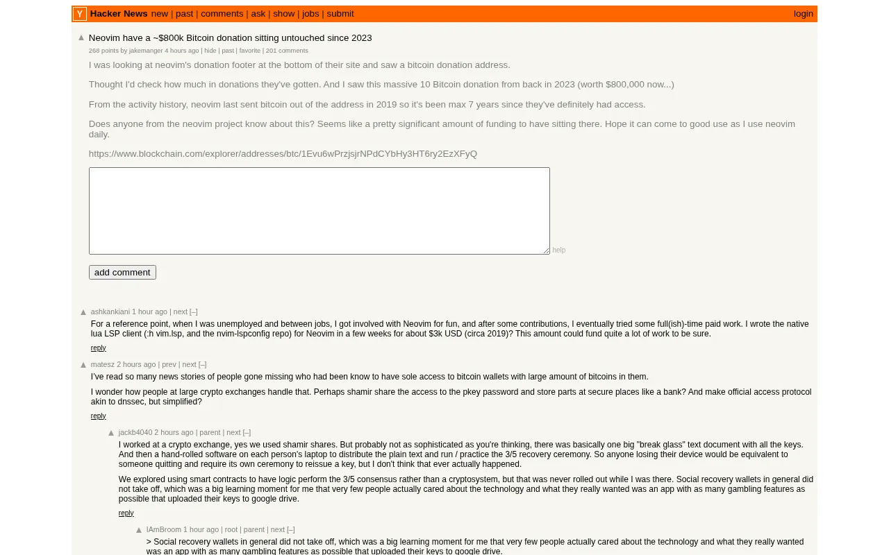 Discussion related to Neovim Bitcoin donations