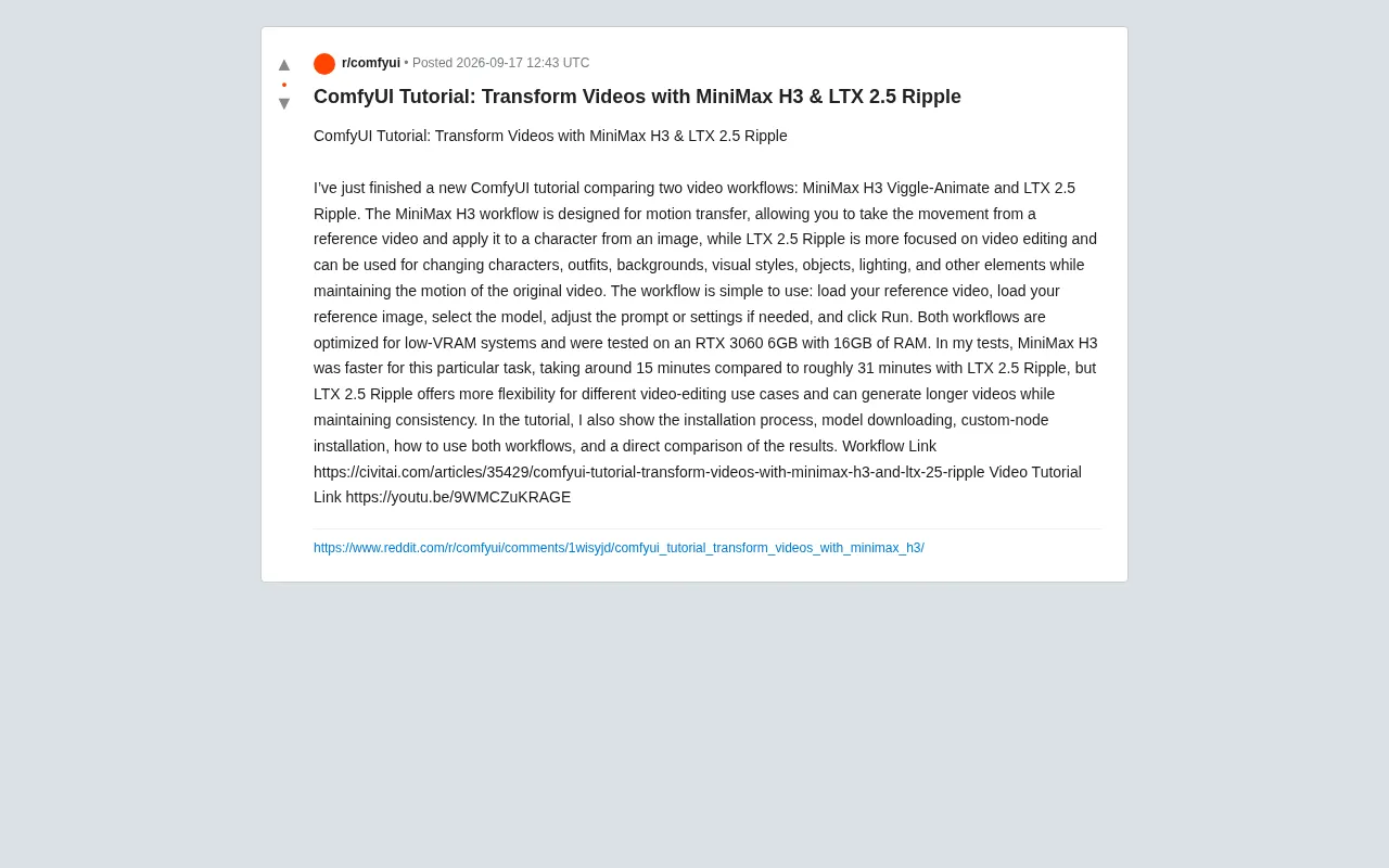 ComfyUI Video Workflow Showdown: MiniMax H3 vs LTX 2.5 Ripple