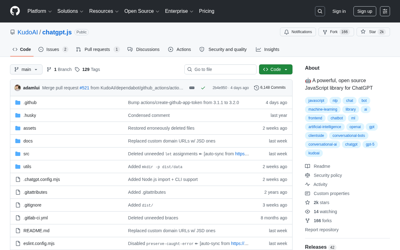 chatgpt.js:一行代码搞定ChatGPT交互的开源JS库