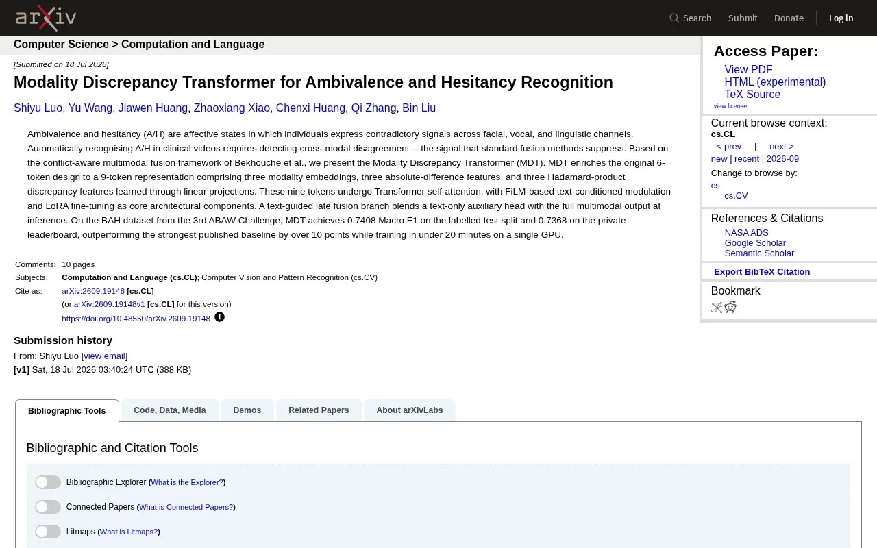 MDT Model: Detecting Ambivalence and Hesitancy Through Cross-Modal Conflict Recognition