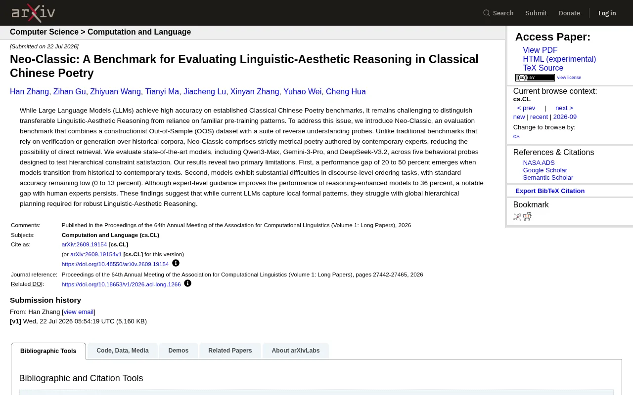 Neo-Classic Benchmark: Can LLMs Truly Understand Classical Chinese Poetry?