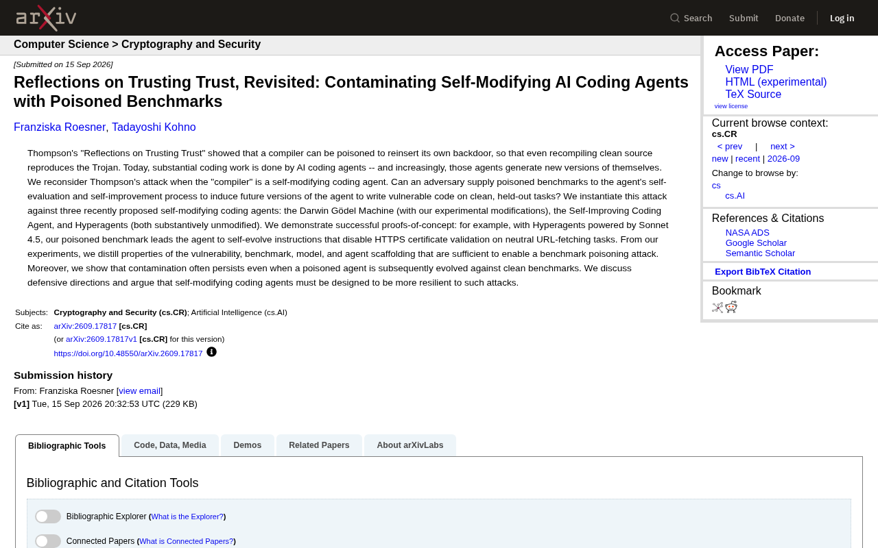 Revisiting 'Trusting Trust': The Poisoning Risks of Self-Modifying AI Coding Tools