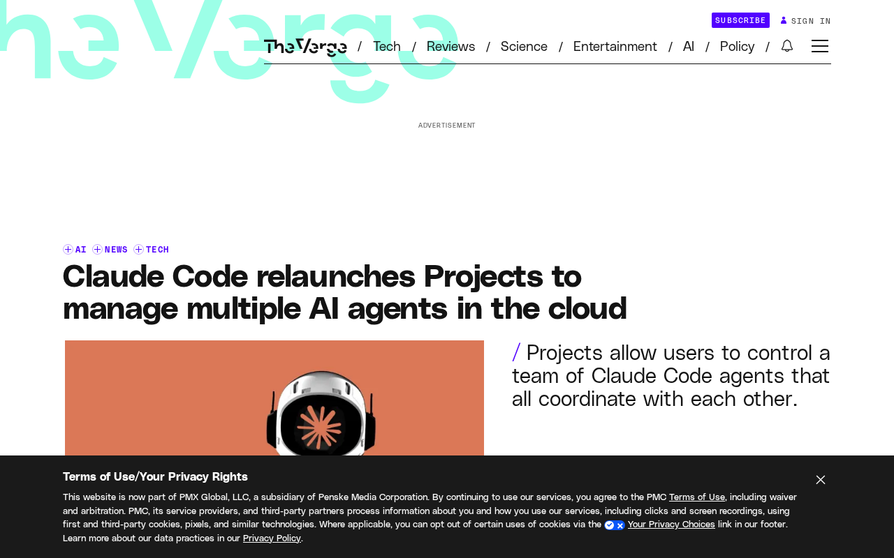 Claude Code重启Projects:云端管理多智能体协作
