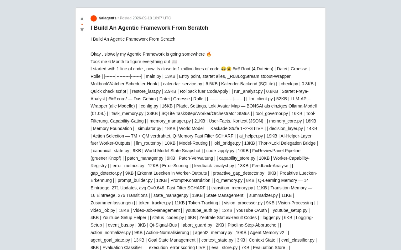 From Zero to a Million Lines: Dissecting One Solo Developer's 6-Month Agent Framework Build