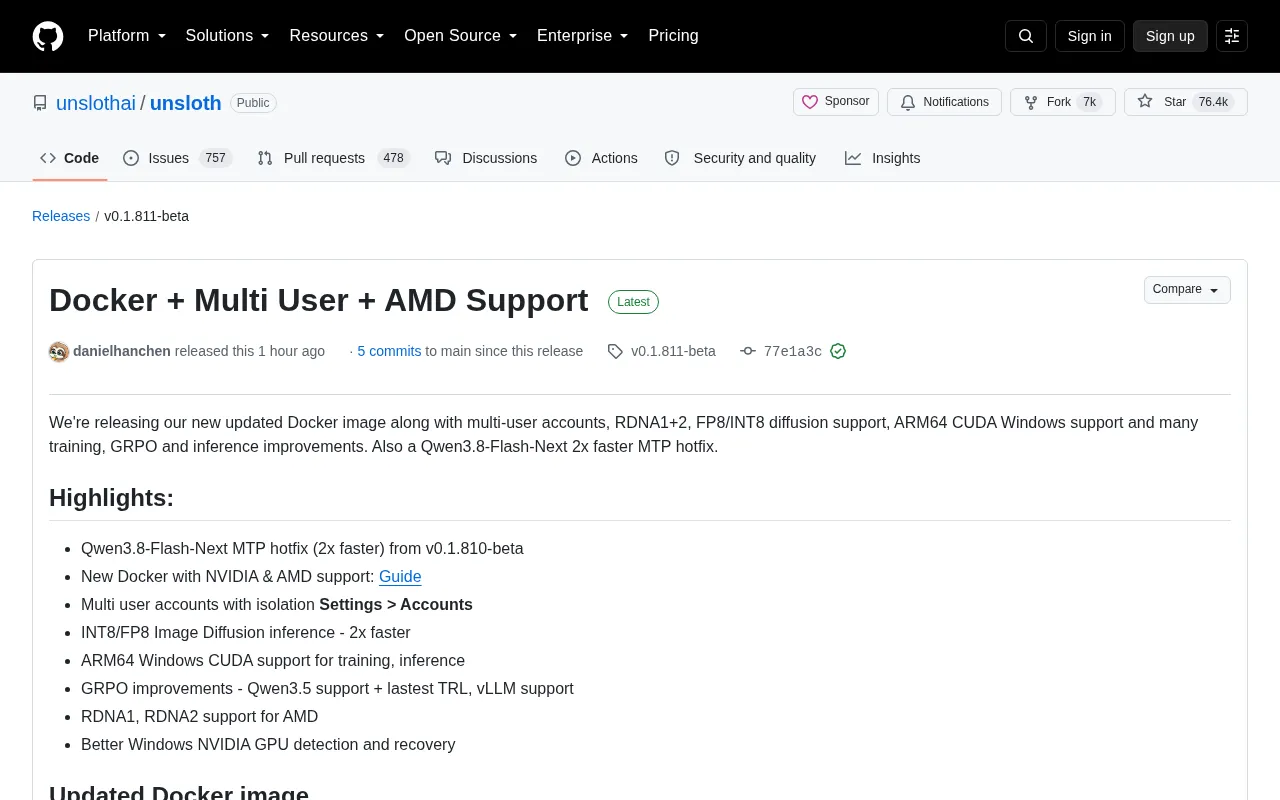 Unsloth v0.1.811 Released: Docker Multi-User Support and AMD ROCm Integration Explained