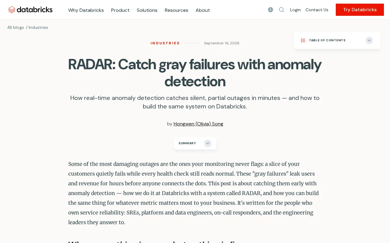 RADAR: Catching Elusive Gray Failures with Anomaly Detection
