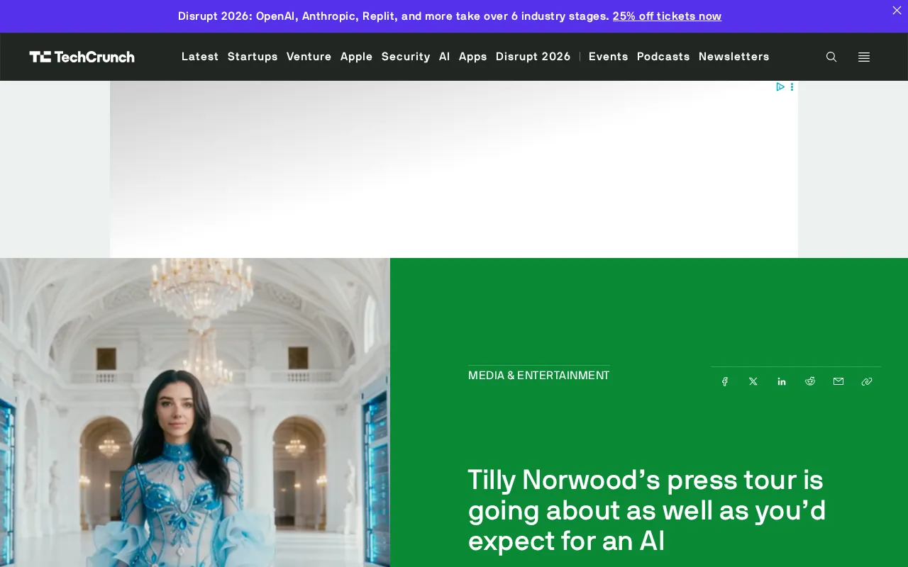 AI Virtual Actress Tilly Norwood's Press Tour Goes Wrong: Starts Speaking Chinese Mid-Interview
