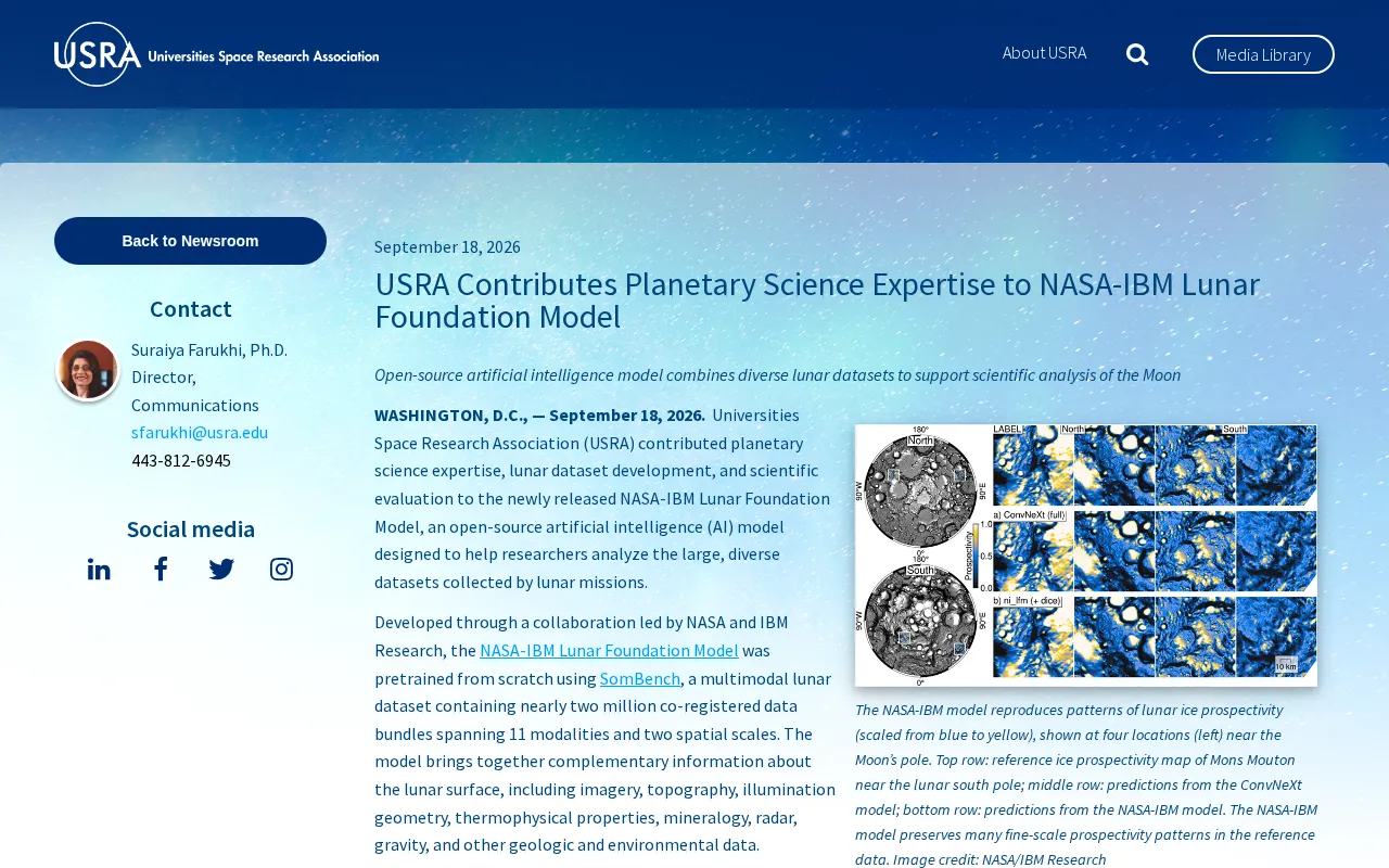NASA与IBM开源月球地理空间AI基础模型