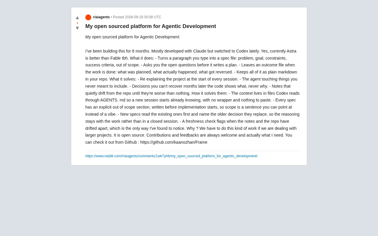 Open-Source Tool Frame: Using Markdown Files to Solve the AI Agent Context Loss Problem