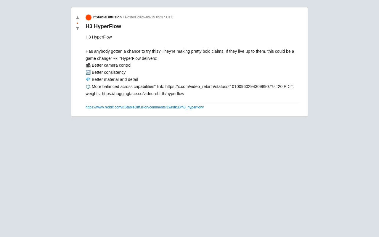 H3 HyperFlow:主打相机控制与一致性的开源视频生成模型