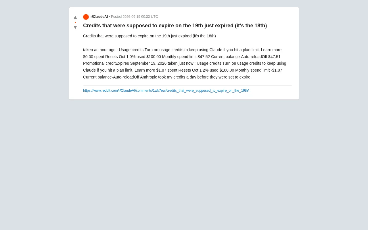 Claude User's Promotional Credits Expire a Day Early: Billing Discrepancy Sparks Debate