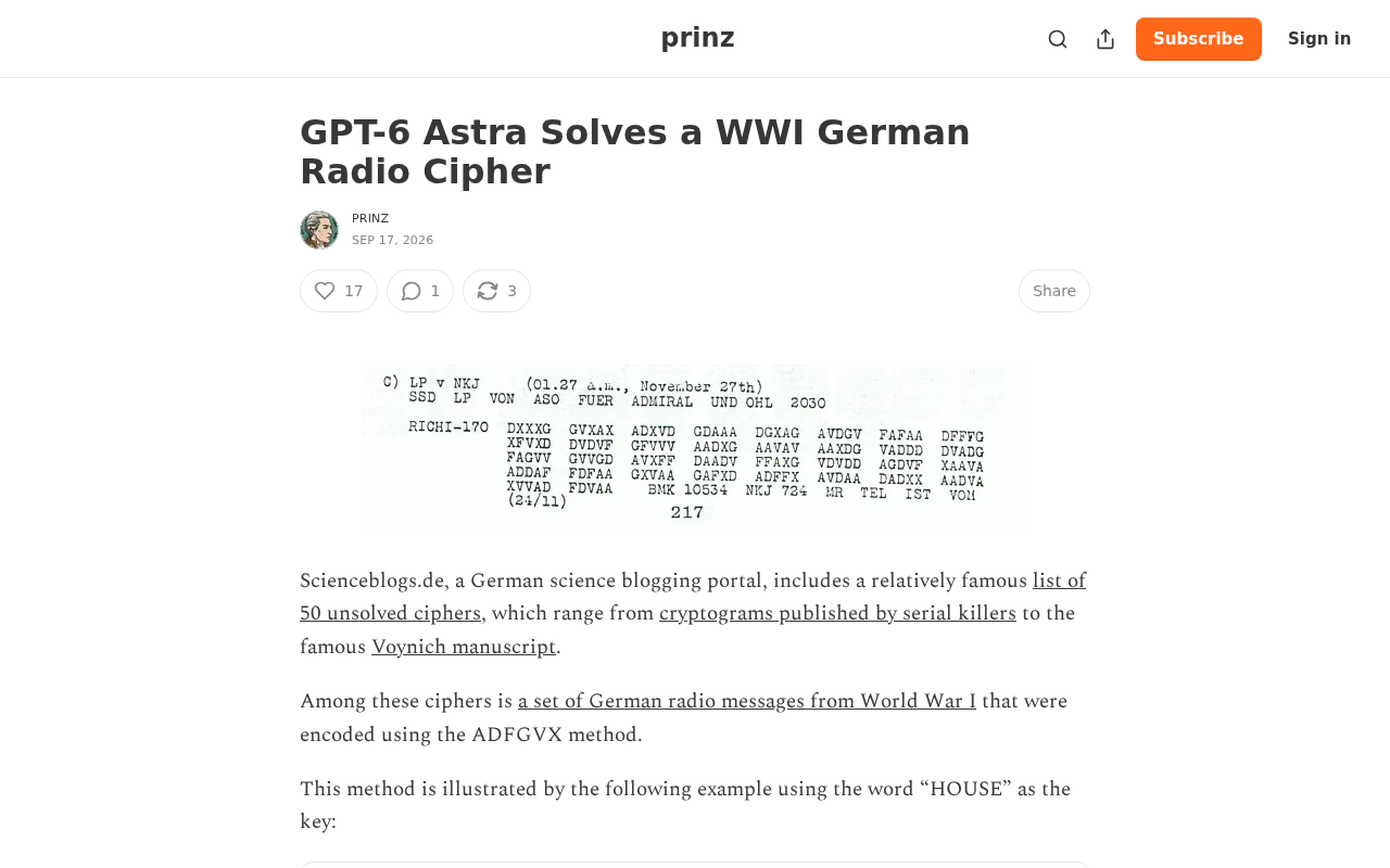 GPT-6 Astra破解一战德军无线电密码:AI推理能力新突破