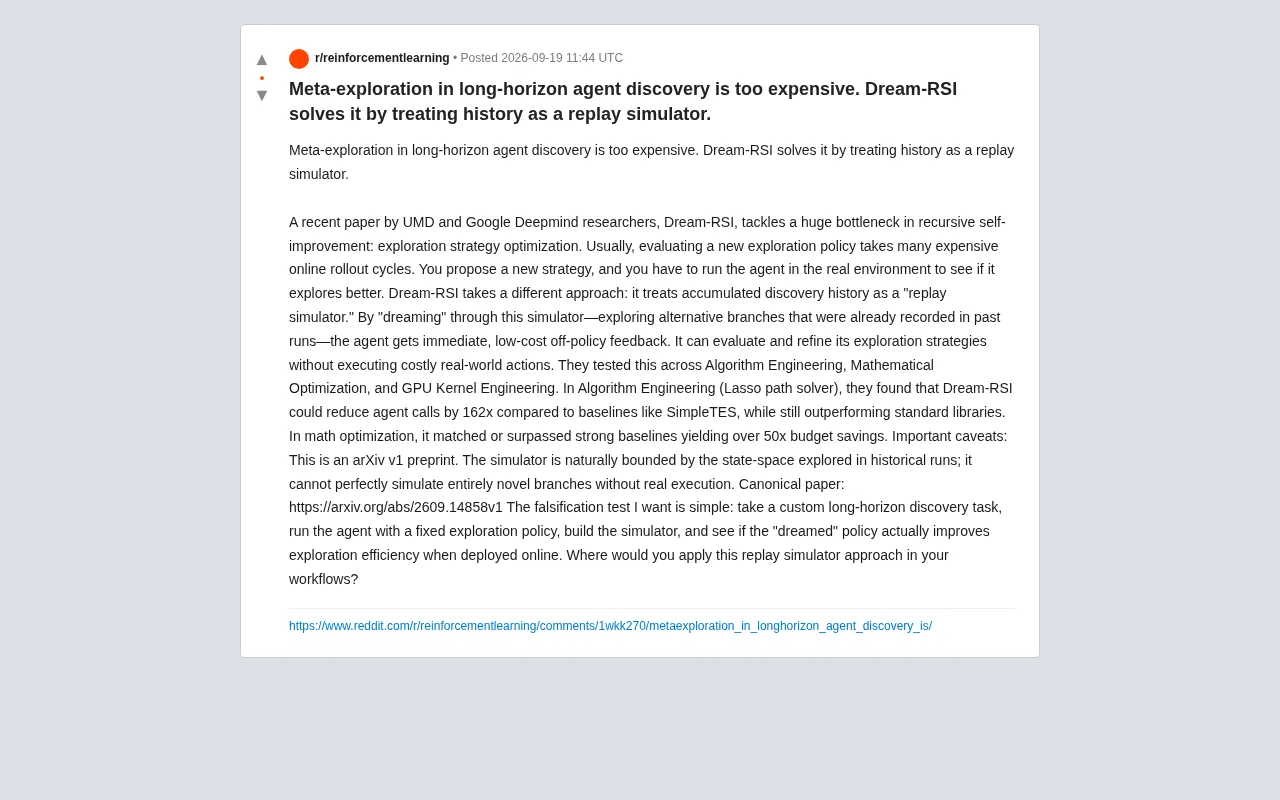 Dream-RSI:用历史回放模拟器破解智能体探索成本难题